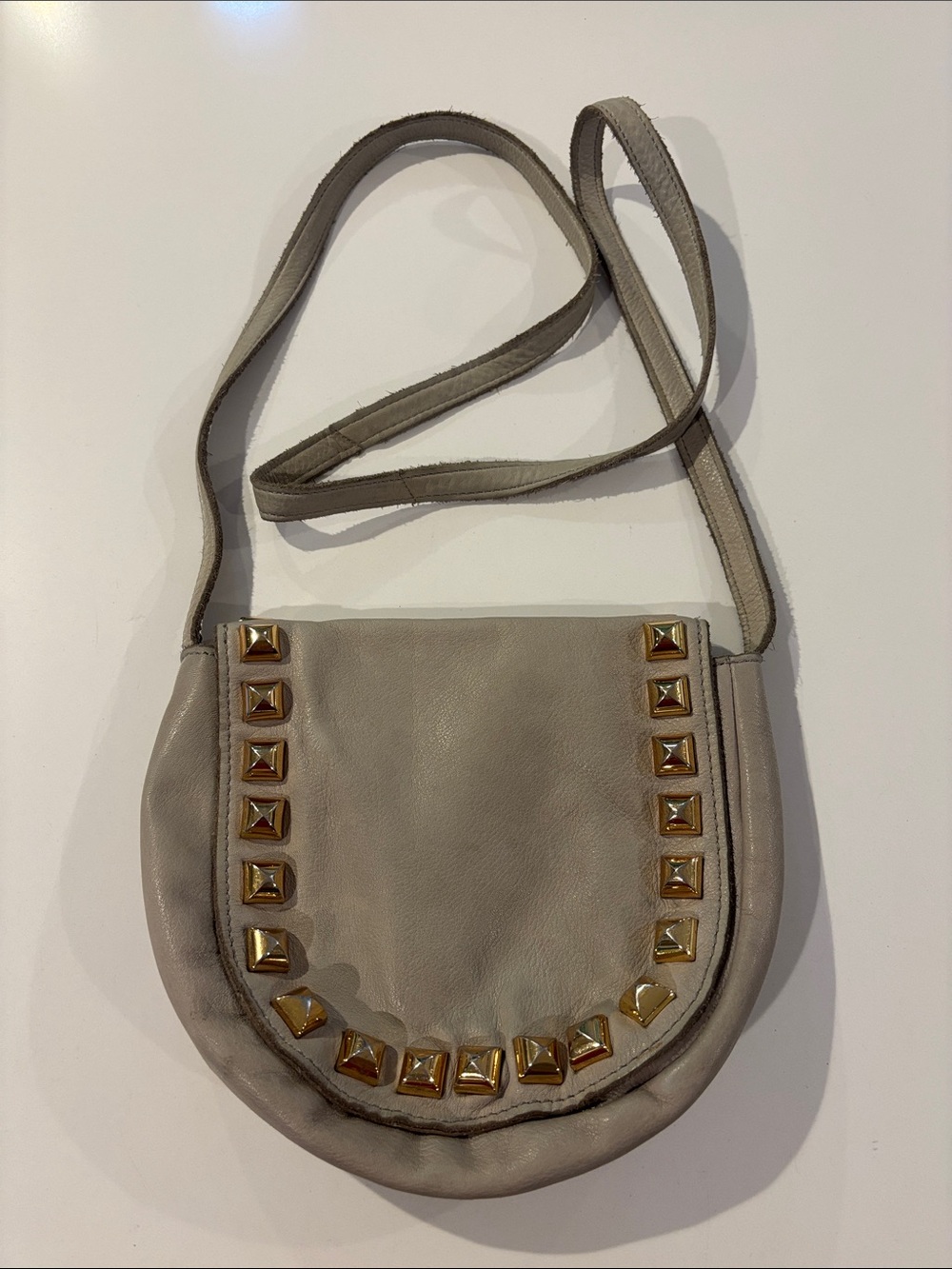 Linea pelle Stud-Trim Taupe Crossbody Bag